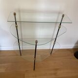 Console tripode en verre et fer  1950