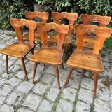 Set of 6 mountain chairs in fir folk art