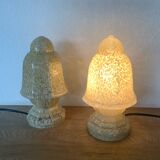 2 Lampes Art Deco Globe Verre De Clichy Jaune.