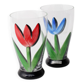 Ensemble de 2 verres en cristal Tulipe par Ulrica Hydman Vallien / Suède / 1991