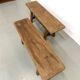 Pair of small solid oak benches - 1950s