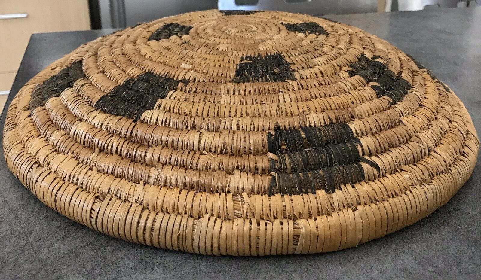 Basket straw bowl origin African hand weave 34 cm