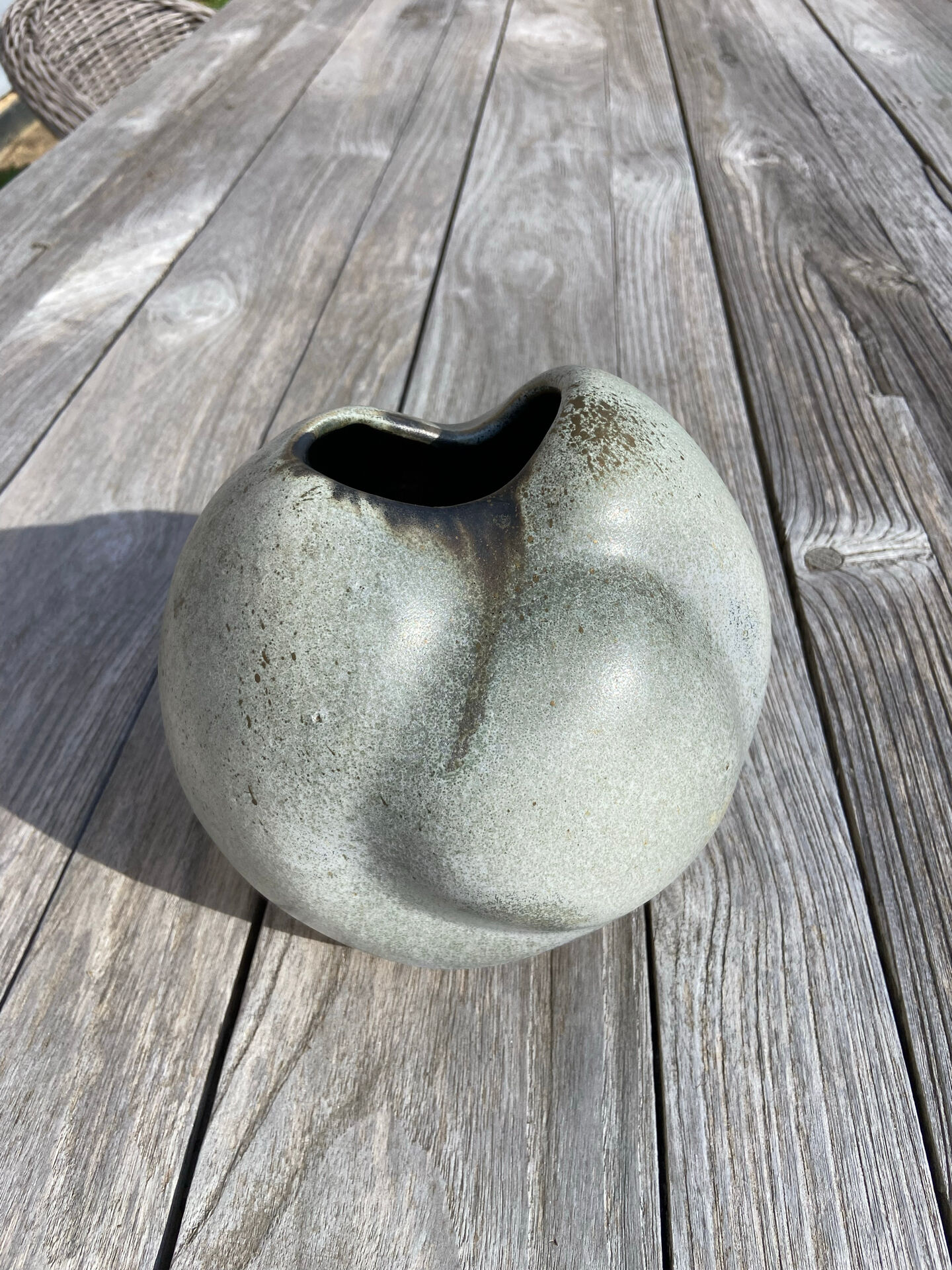 Superb sculptural vase in vintage glazed stoneware (1970s/1980s), re