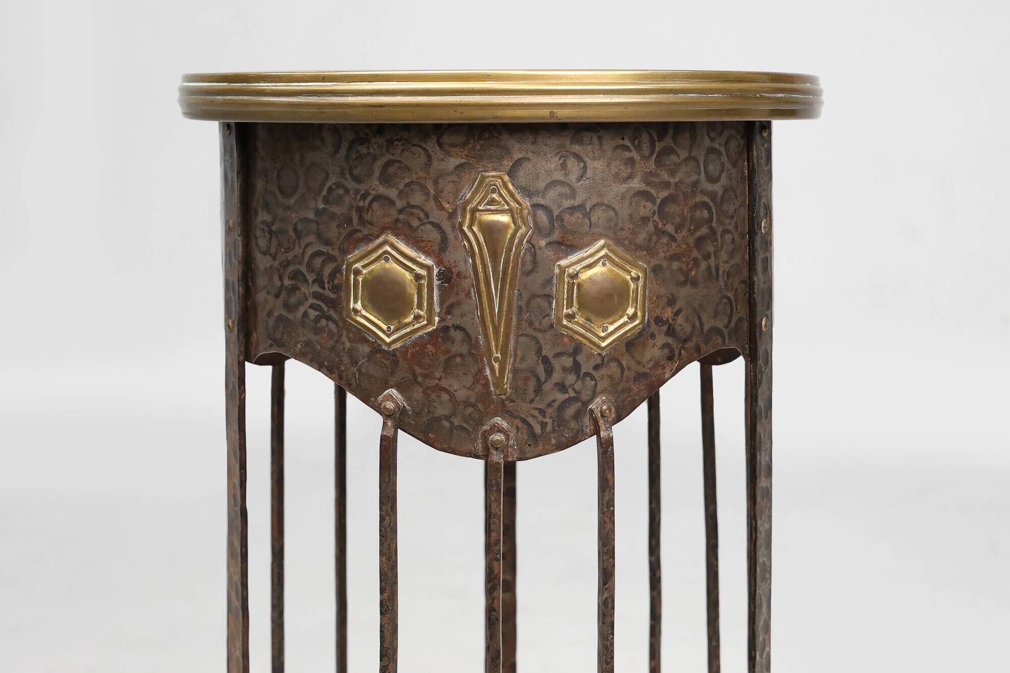 Art Nouveau wrought iron and brass high console Wiener Secession style