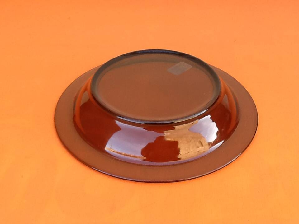 1970s Serving dish Tempered glass smoked brown color Vereco Made in France