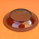 1970s Serving dish Tempered glass smoked brown color Vereco Made in France