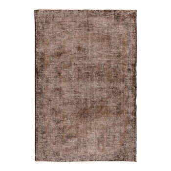 Tapis anatolien vintage fait main en détresse teint en brun (k290), (187x261 cm)