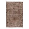 Distressed handmade vintage anatolian area rug redyed in brown (k290), (187x261 cm)