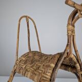 Children's rocking horse made of bamboo and rattan 1960s