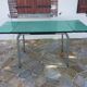 Formica green table with 2 extensions and a drawer years 60