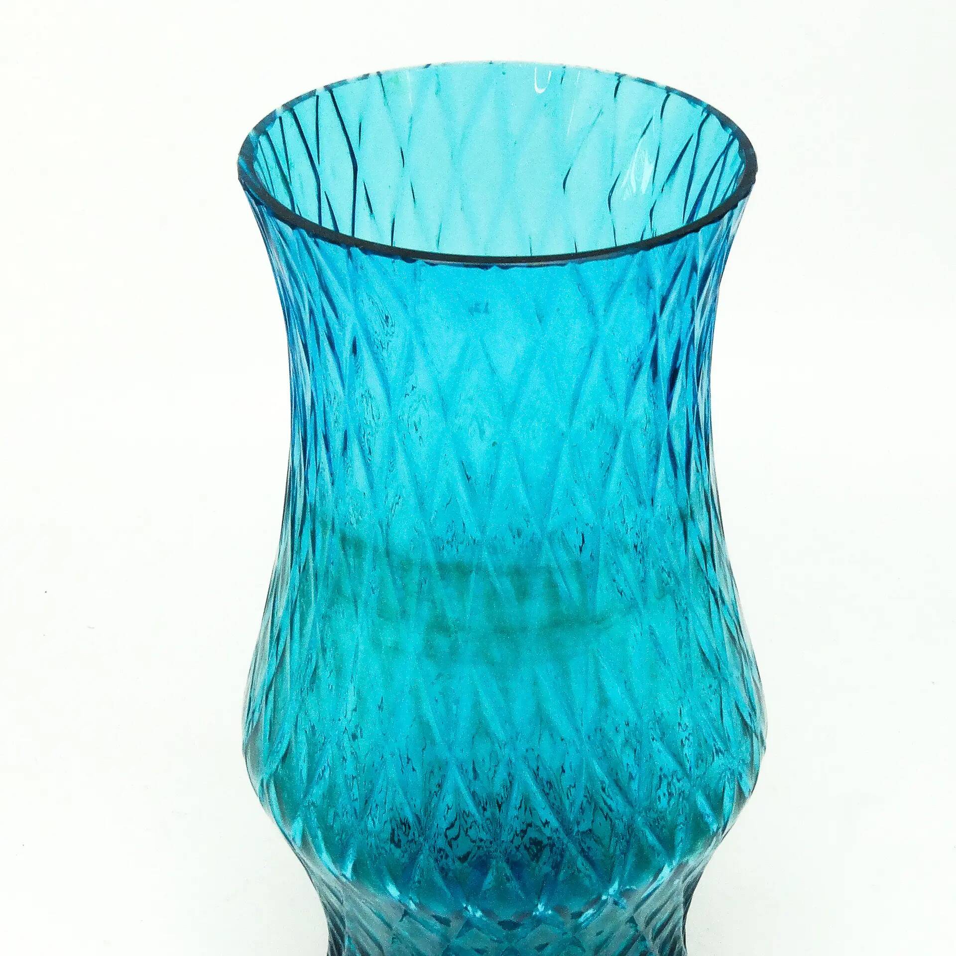 Postmodern vase, turquoise glass, designed by Z. Horbowy, Poland, 1970s
