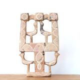 Moroccan candle holder in stone decorated with birds, 70s