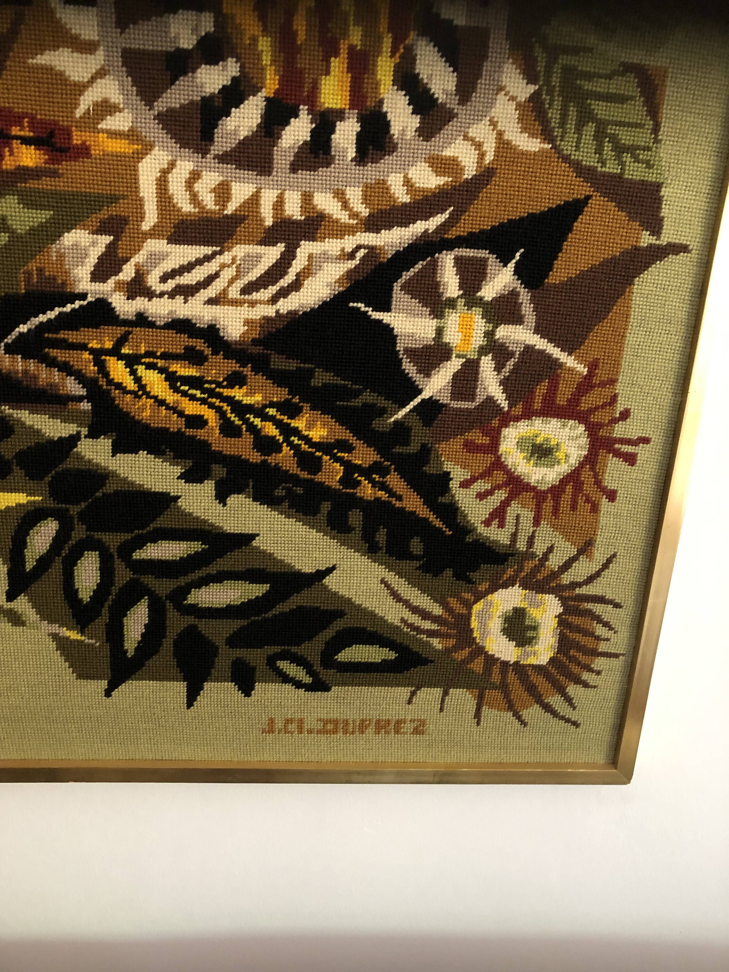 Vintage wool tapestry by J.Cl Duprez 1950/1960
