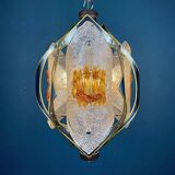 Amber chrome chandelier Murano mid-century by Toni Zuccheri for Mazzega, Italy, 1970s.