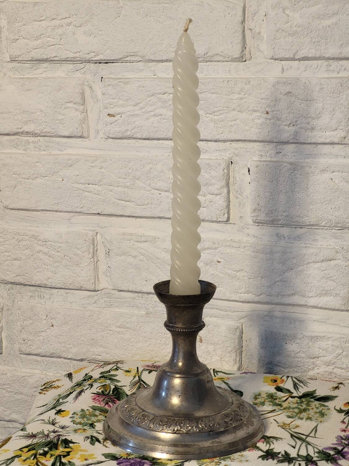 Silver metal candle holder