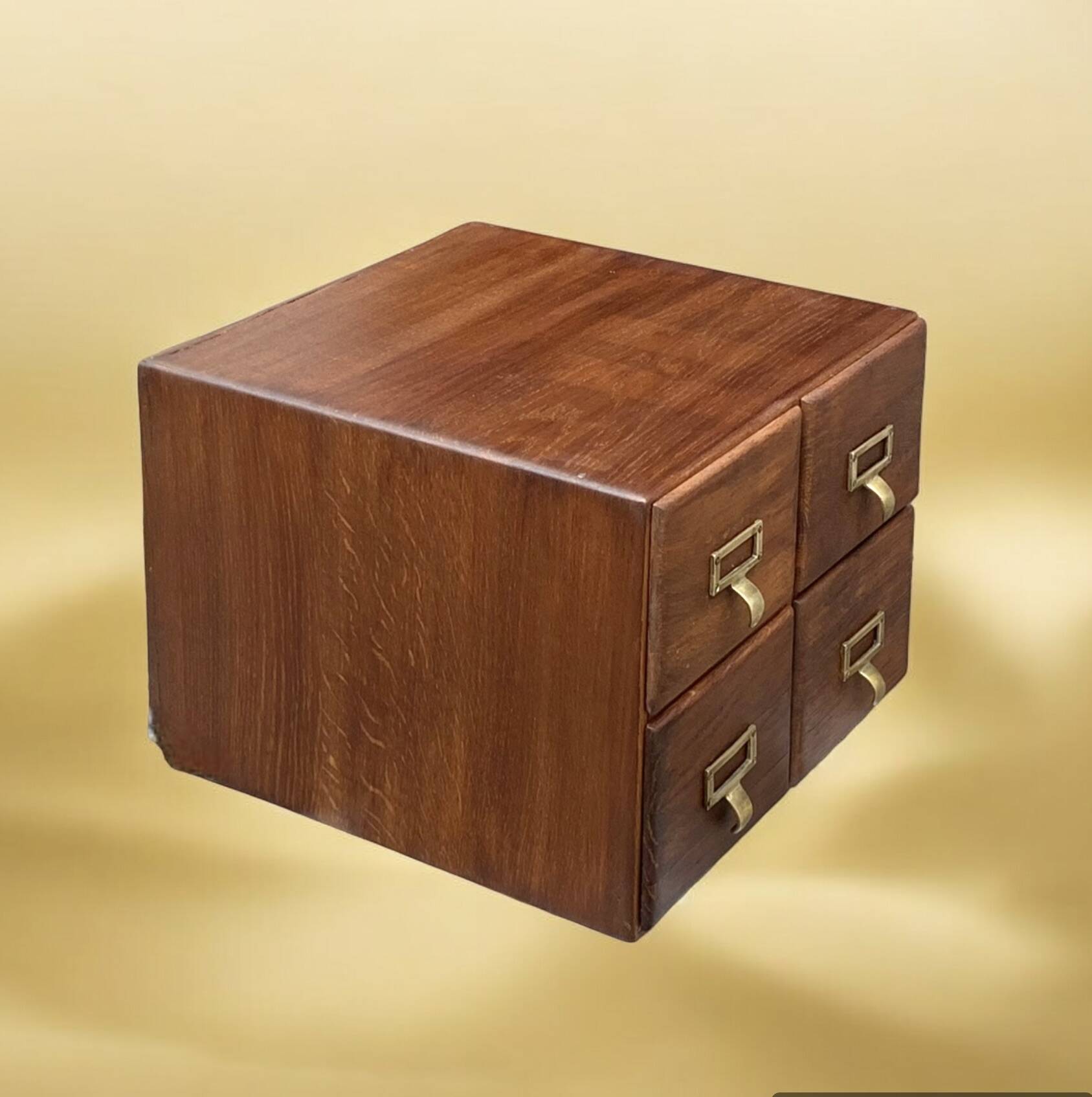 Old wooden desk cabinet - 4 drawers