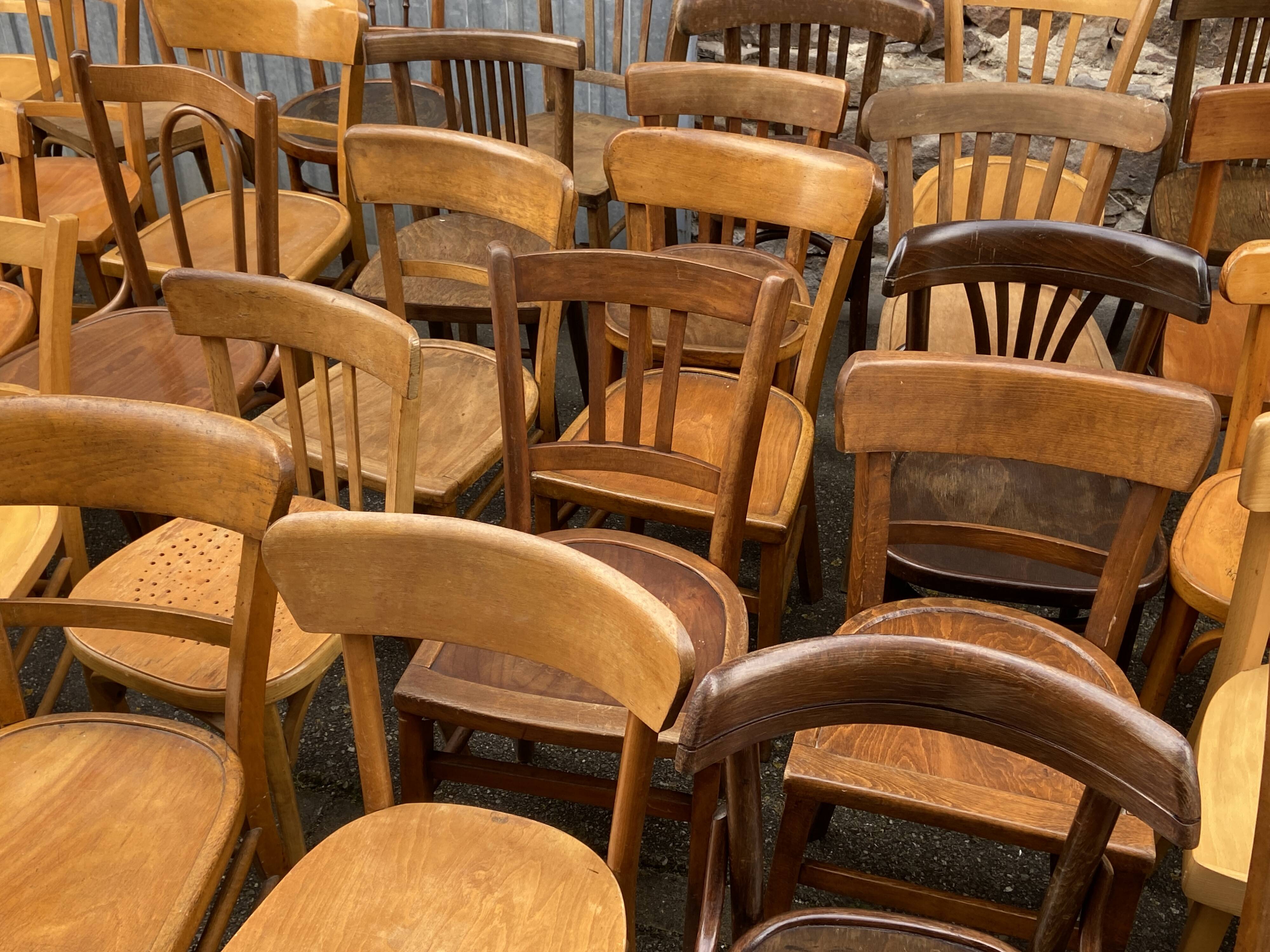 50 mismatched bistro chairs French Restaurant THonet mismatch wood bistro bentwood chairs baumann