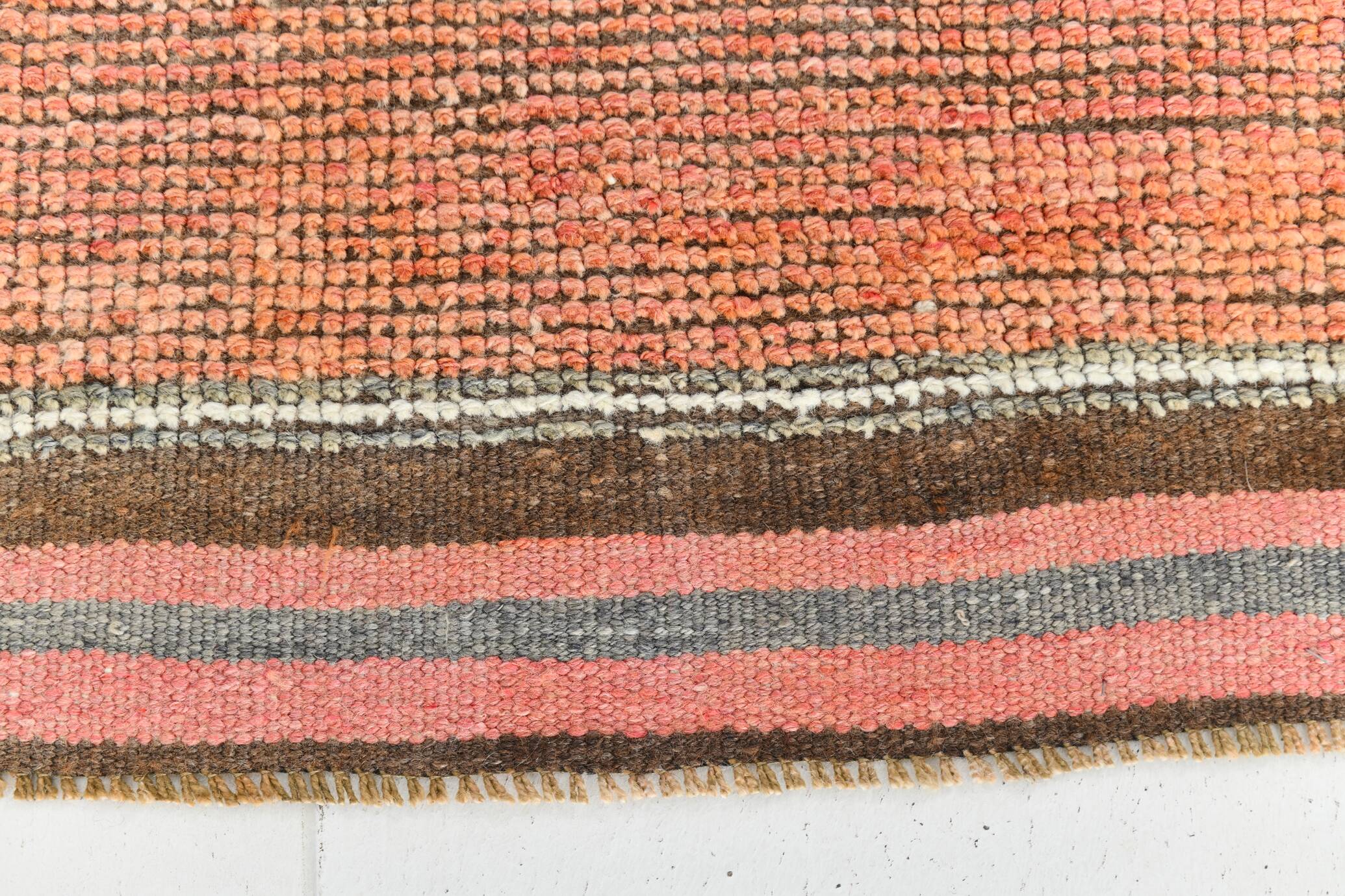 Red & Green Turkish Vintage Runner Rug, 93x342Cm