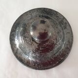 Covered pot on shower foot in black glazed chamotte terracotta Jean Marais