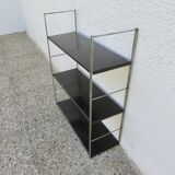 Modular String shelf in chrome and brown metal