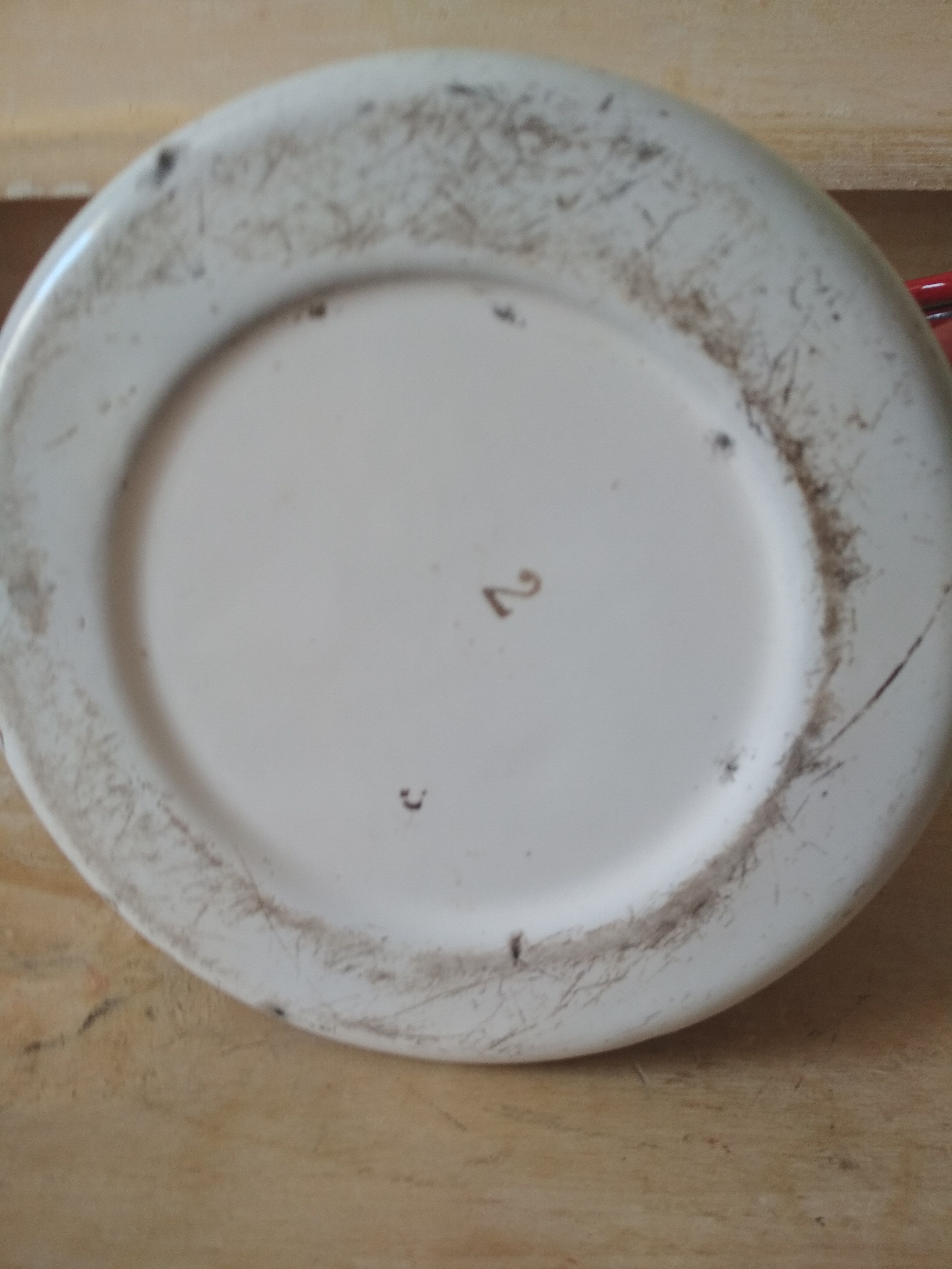 Red and white enamelled metal coffee maker