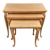Nest of solid wood tables with cabriole legs in Louis XV style – 1950s-60s