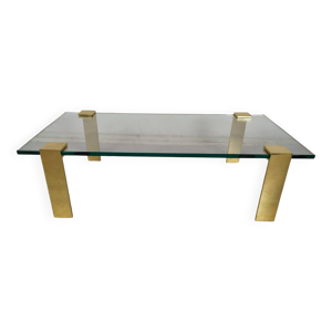 table basse verre laiton