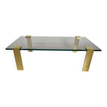 Table basse verre laiton doré