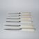 set of 6 small white bakelite knives 1960