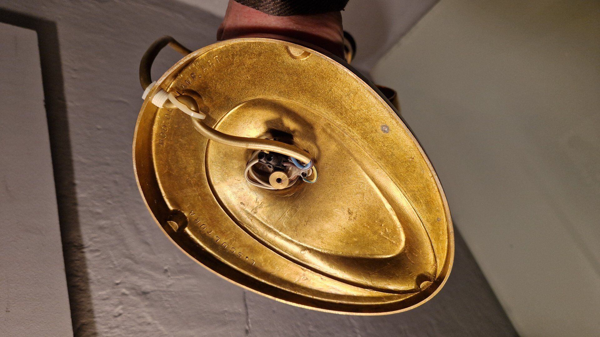 Lampe de table en laiton avec décoration informelle, années 1960