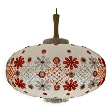 Lustre lanterne brodé années 60