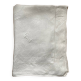 Nappe blanche ancienne monogramme