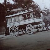 Old photograph 1900 Western Railway Company, stagecoach and horses