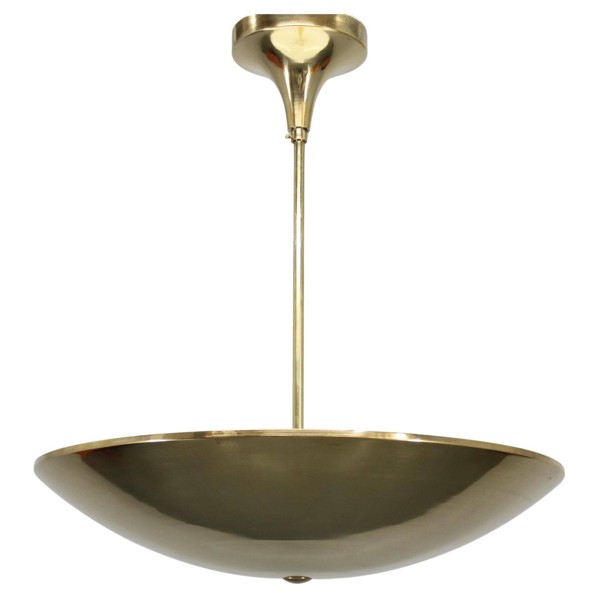 Restored Bauhaus or Art Deco brass chandelier, Czechoslovakia, circa 1930s