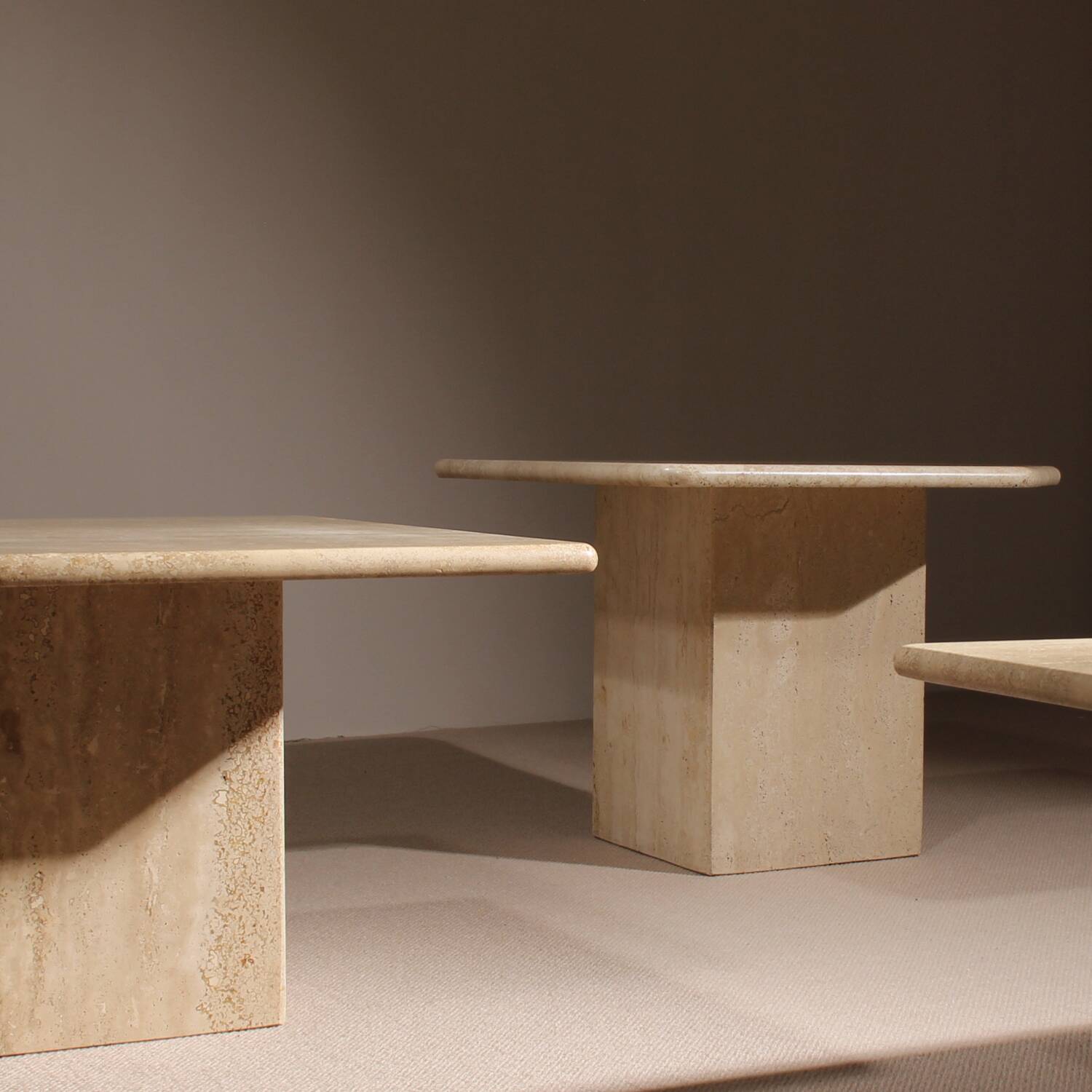 Nesting Table Set in Travertine | Italy 1970s