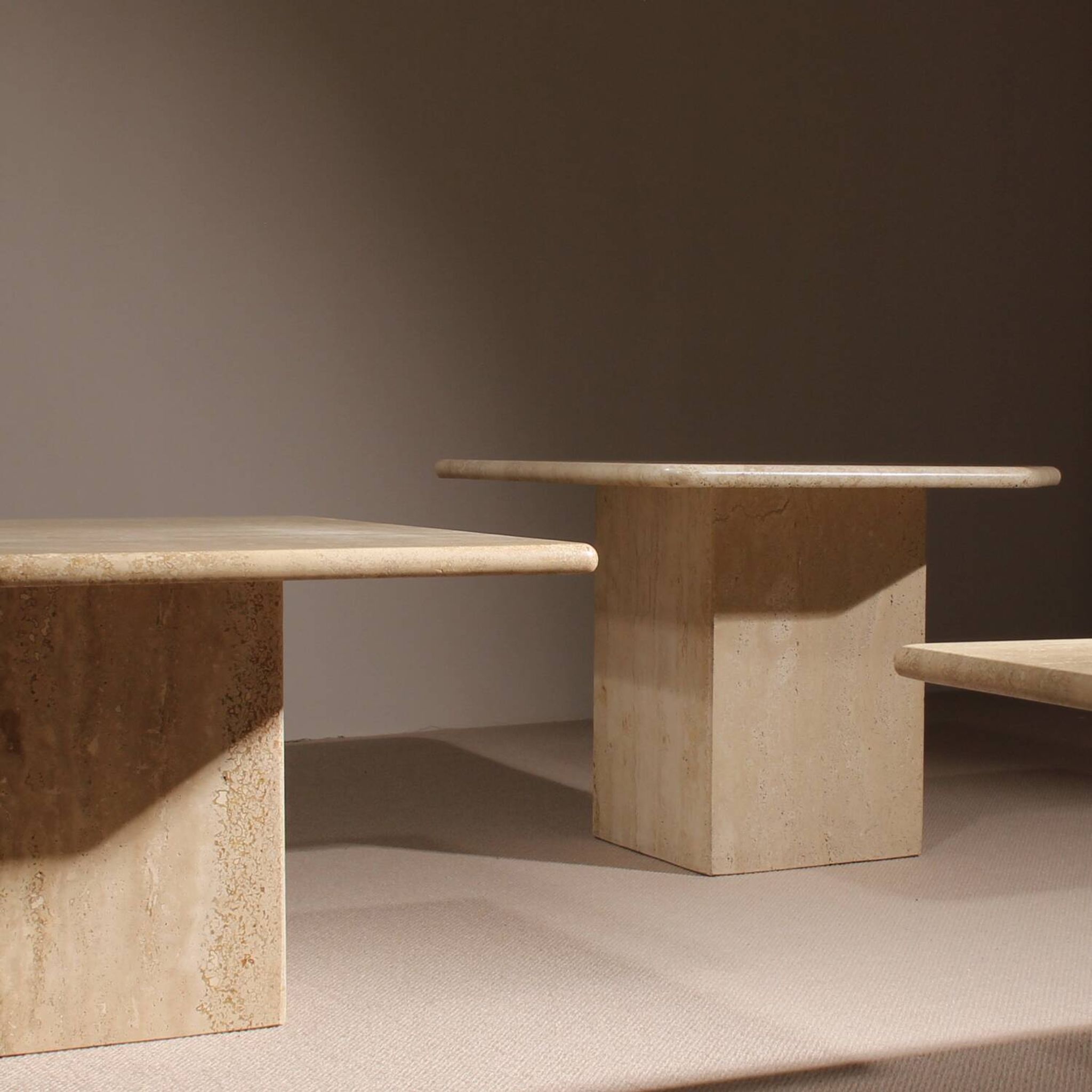 Nesting Table Set in Travertine | Italy 1970s
