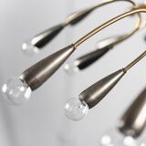 Vintage 1950s modern antique 24-light brass chandelier