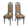 Paire de chaises Thonet laquées noir et cannage modèle n°17 ou Long John
