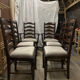 Ensemble de 6 chaises de salle à manger en chêne ancien rembourrées, comprenant 2 fauteuils.