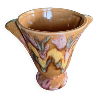 Glazed ceramic vase numbered in Vallauris style