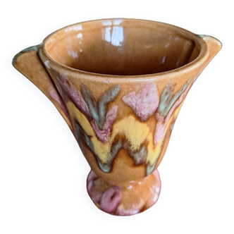 Numbered glazed ceramic vase, Vallauris style