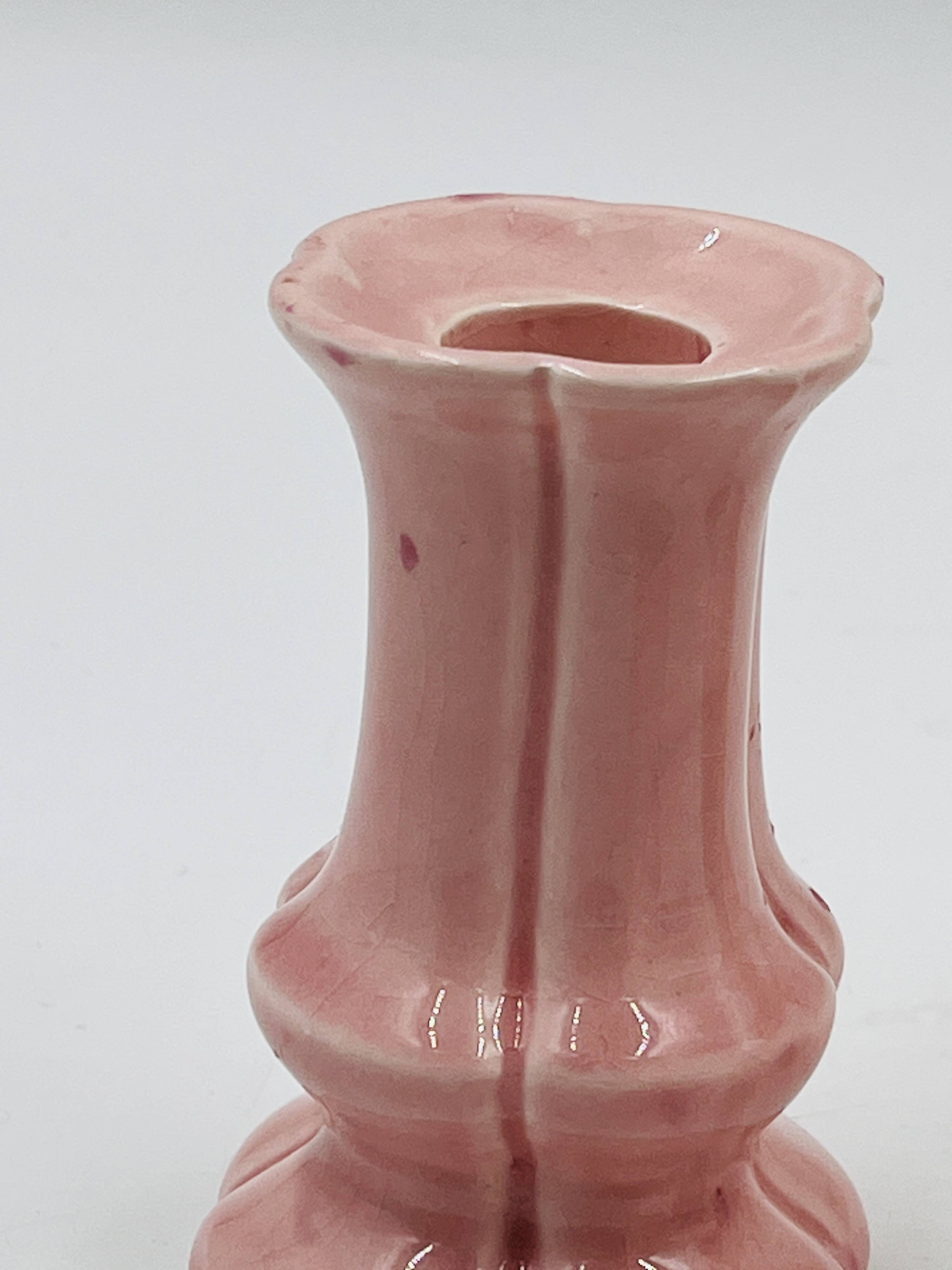 Set of 3 pink ceramic candle holders
