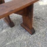 Pair of farm benches in rustic oak