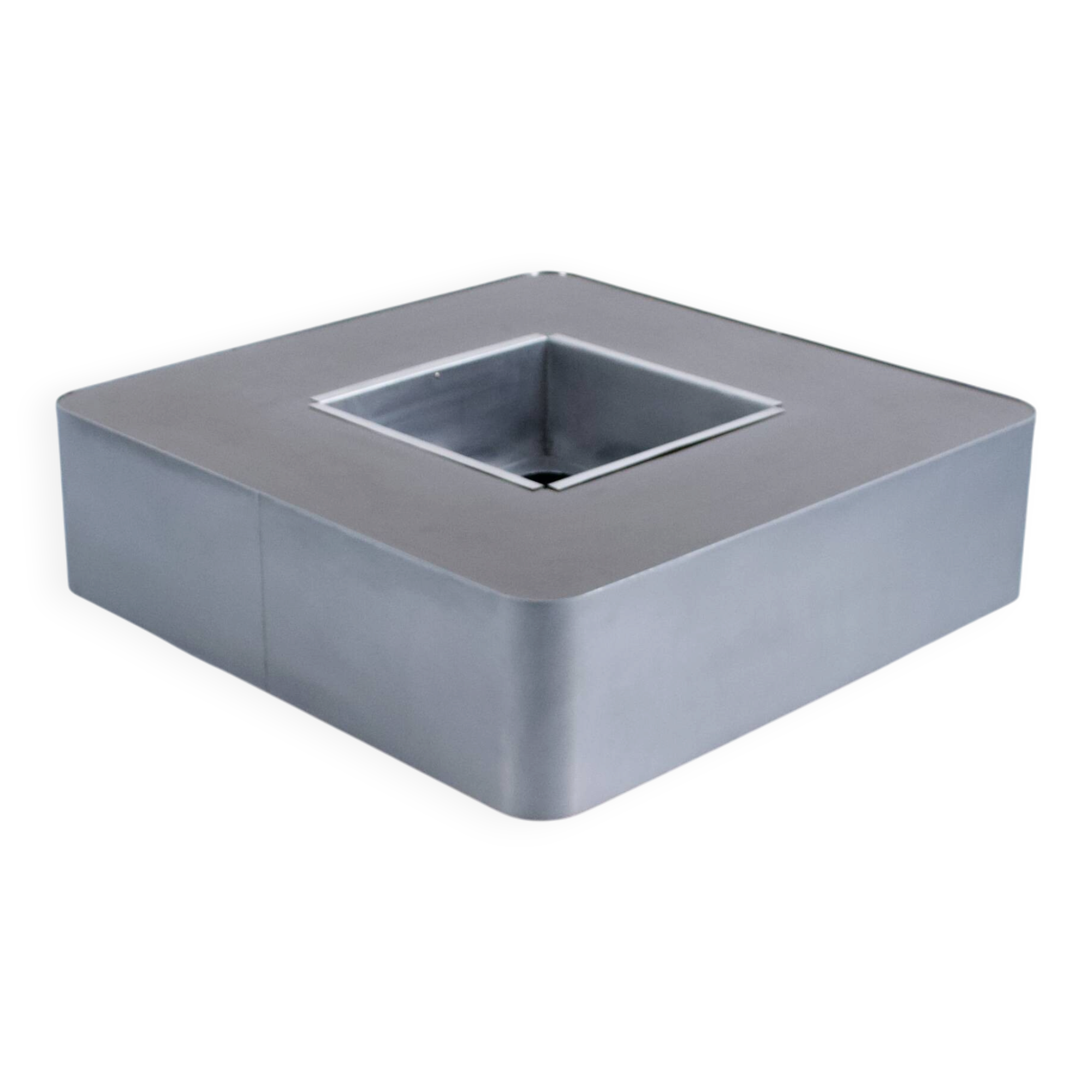 1970s COFFEE TABLE BAR BRUSHED STEEL AND BROWN MELAMINE