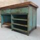 Industrial workbench kitchen island sideboard sea green with drawers