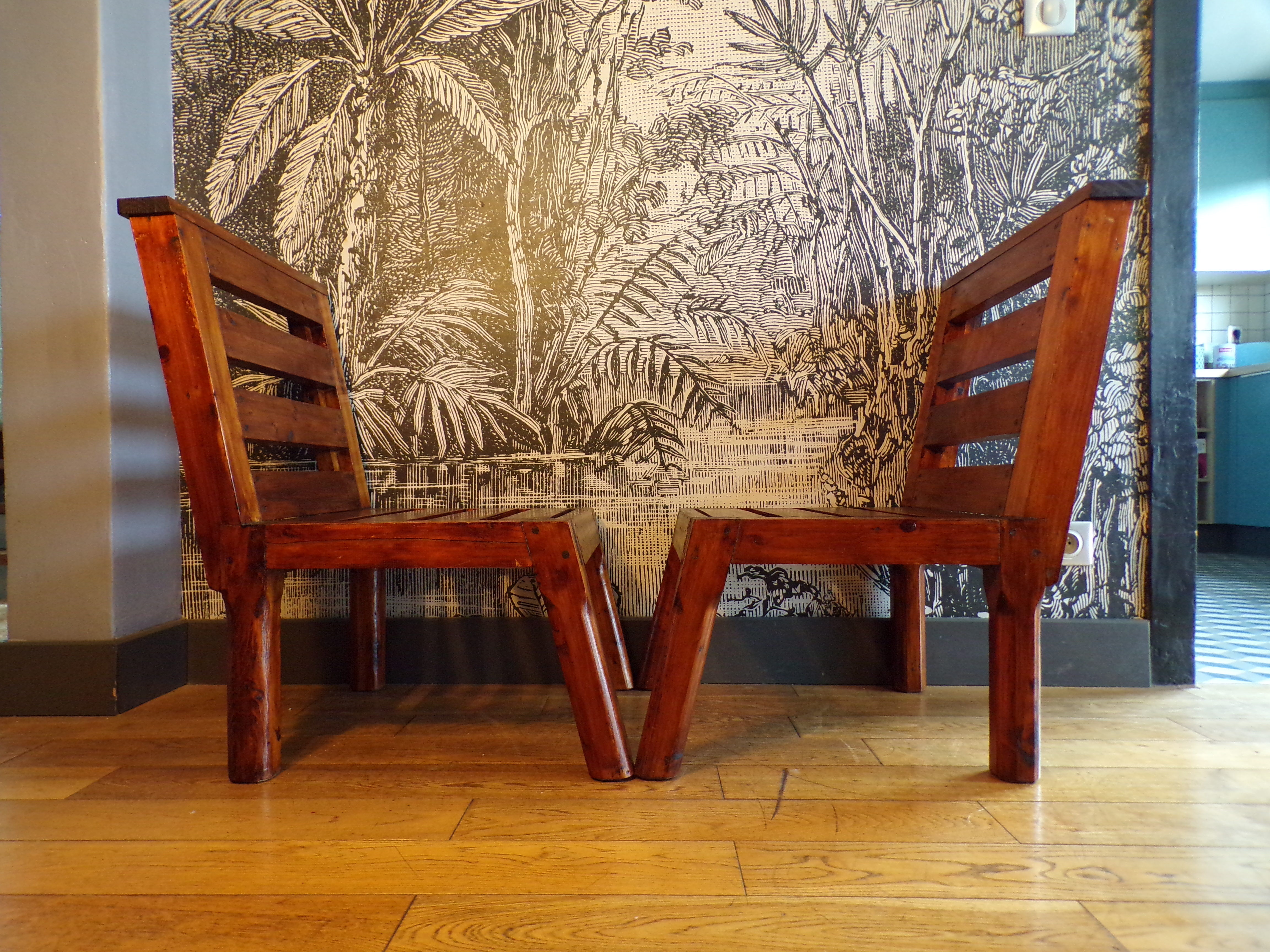 Pair of 1960 pine chairs