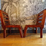 Pair of 1960 pine chairs