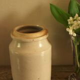 Vintage pink beige glazed stoneware pot