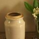 Vintage pink beige glazed stoneware pot