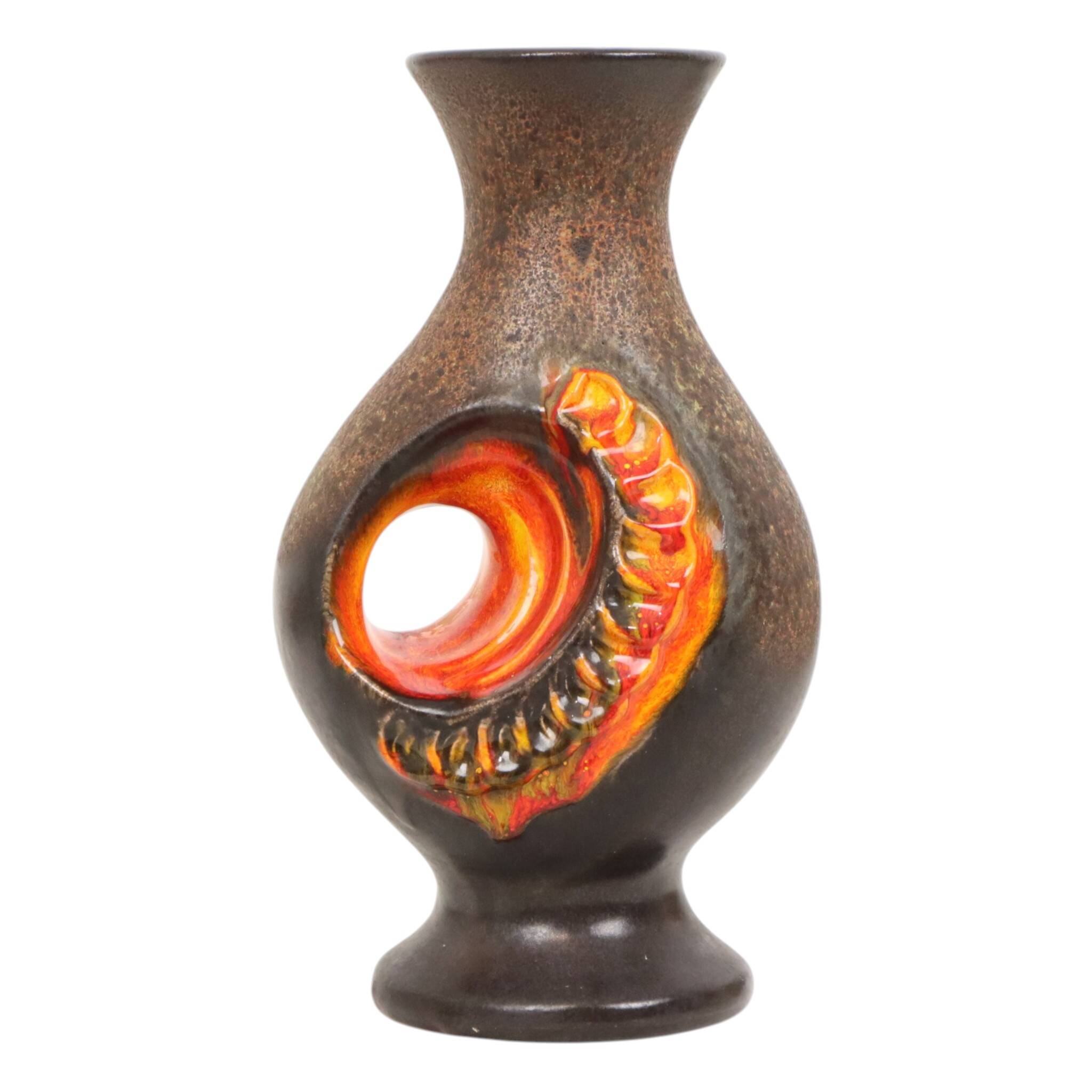 Rare Orange Fat Lava Vase West Germany Walter Gerhards 26cm